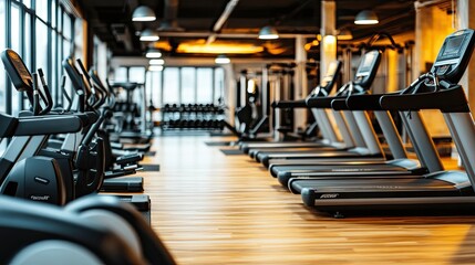 A gym with treadmills and a lot of space