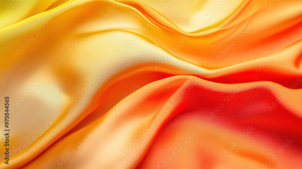 Poster Silk Fabric With a Smooth Gradient From Vibrant Orange to Warm Yellow Creating an Elegant Texture