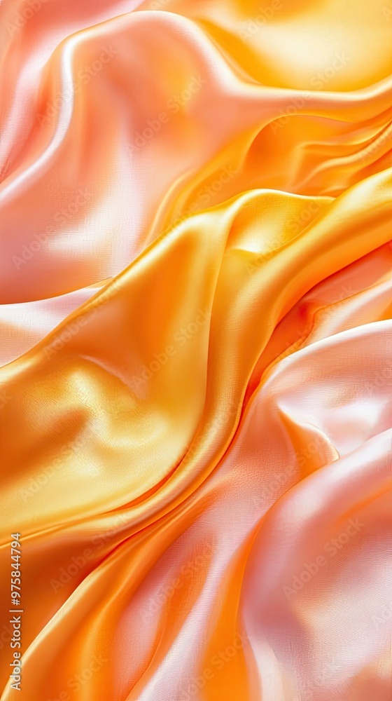 Aufkleber smooth silk fabric in shades of orange and peach draping elegantly on a flat surface