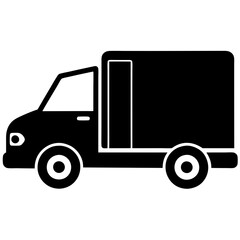 Fototapeta premium Stylized delivery truck illustration in black for transportation and logistics concept
