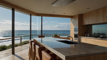 Minimalist Modern Kitchen with a Beach View