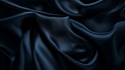 Obraz premium A mysterious 3D render of dark midnight blue silk, folded into deep, shadowy layers that create a moody abstract background.