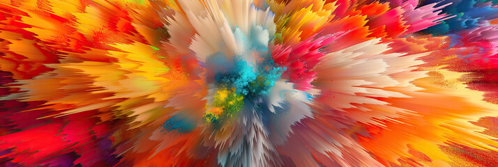 Obraz premium Vivid Vignette: A burst of vibrant colors forming an abstract pattern, ideal for creative industries such as advertising or publishing.