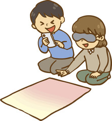 福笑いをする子供たち