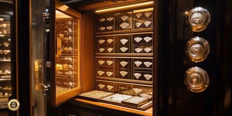 A safe full of sparkling jewelry.