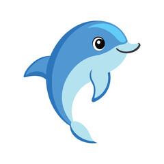 Joyful cartoon dolphin vector with clean lines, ideal for kids and educational materials.