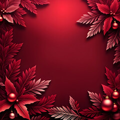 Elegant Christmas Red Background with Festive Ornaments
