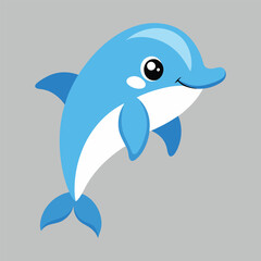Joyful cartoon dolphin vector with clean lines, ideal for kids and educational materials.