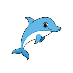 Joyful cartoon dolphin vector with clean lines, ideal for kids and educational materials.