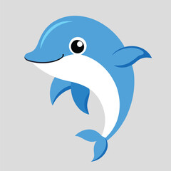 Joyful cartoon dolphin vector with clean lines, ideal for kids and educational materials.