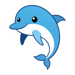 Joyful cartoon dolphin vector with clean lines, ideal for kids and educational materials.