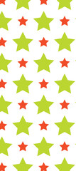 A repeating pattern of green and red stars on a white background, ideal for graphic design or decorative purposes.