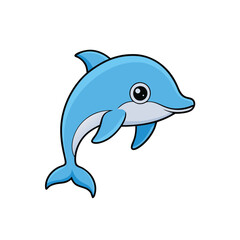 Joyful cartoon dolphin vector with clean lines, ideal for kids and educational materials.