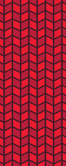 A repeating pattern of stylized tire tread shapes in varying shades of red, creating a bold graphic design.