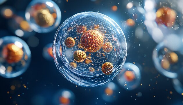 Enhanced microscopic view of a cell structure showcasing the intricate details improved through advanced techniques in nano technology.