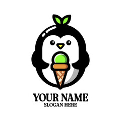 a penguin with a green hat on his head