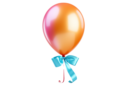 A single large balloon tied with multiple ribbons in vibrant colors, perfect for celebrations and events isolated on white background