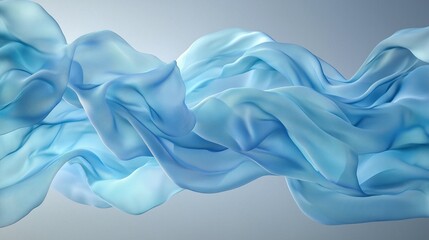 Obraz premium Gentle waves of translucent azure fabric floating in mid-air, each layer overlapping with a gradient of blue hues, creating a serene and calming visual