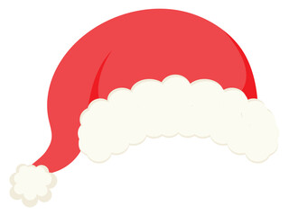 Christmas time, Santa Claus hat isolated on white background. Cute flat style, vector illustration