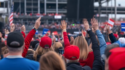 Crowd of people at a rally.