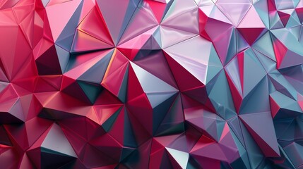 Obraz premium Geometric abstract design featuring vibrant red and blue three-dimensional shapes with sharp angles and facets