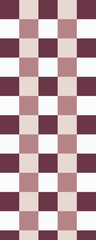 A geometric pattern featuring alternating blocks of maroon, beige, and pink shades, creating a visually appealing design.