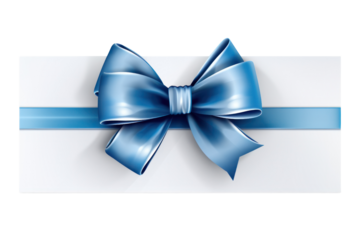 A playful voucher design with a vibrant blue bow tied in the center, perfect for birthday or celebration themes isolated on white background