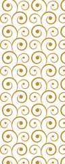 A decorative pattern featuring swirling golden vines on a white background, suitable for various design applications.