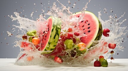 Amazing splashing of watermelon fruit