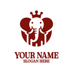 
Red elephant logo on a clean white background
