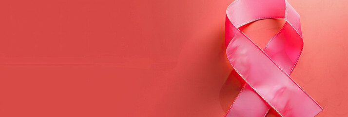 Breast Cancer Awareness: A bright pink ribbon, prominently displayed against a medical background, serving as a reminder of the importance of early detection and prevention.