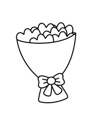 Coloring page. Bouquet of flowers. Black and white bouquet. Vector.