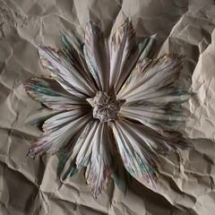 Flowers design on crumpled paper