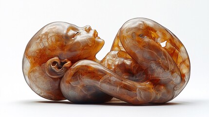 Render a 3D model of a fetus at 14 weeks, focusing on the formation of the ears and auditory system
