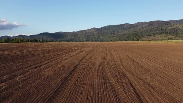 Aerial video of drone flight over agricultural fields in Croatia, Europe