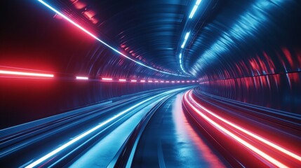 Obraz premium Neon Tunnel Road.