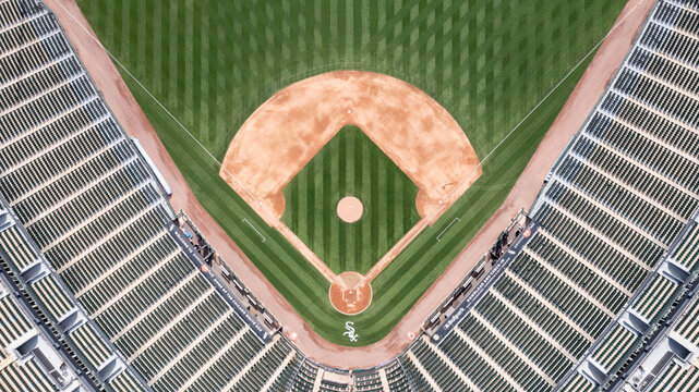 Chicago, IL, USA - September 13, 2024: An aerial view of the MLB's Chicago White Sox's Guaranteed Rate Field.