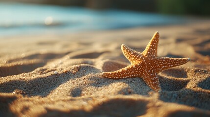 A starfish on a sandy beach 