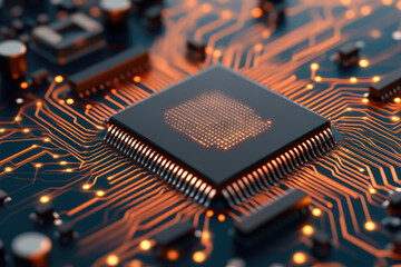 Explore cutting-edge quantum processing and deep learning applications in AI, showcasing future technology innovations for business and science presentations.