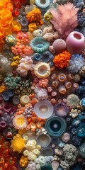 Vibrant coral reef display showcasing diverse textures and colors.