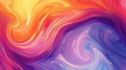 Obraz premium Colorful swirling abstract artwork with vibrant hues of orange, pink, and purple blending seamlessly in a fluid design