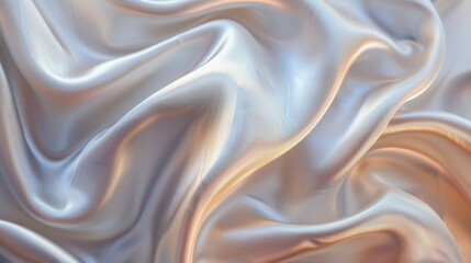 Fototapeta premium Silky white fabric drapes softly, cascading in gentle folds with subtle sheen under warm light, creating an elegant texture