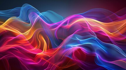Obraz premium Colorful abstract wave patterns create a vibrant visual experience, showcasing flowing forms in a dynamic display of light and color