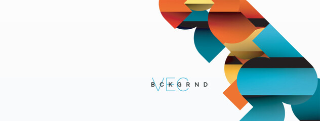 Colorful curve geometric shapes on white