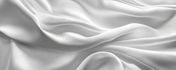 Obraz premium Elegant white silk fabric draped gracefully, showcasing smooth curves and subtle textures, perfect for backgrounds and designs.