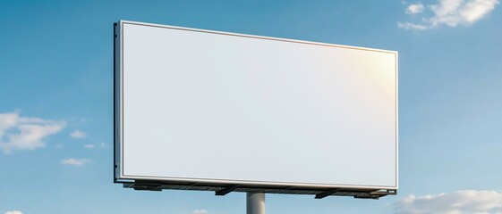 Obraz premium A blank billboard against a clear blue sky, ideal for advertising or promotional content, offering unlimited creative possibilities.