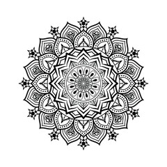 Mandala design with arabic islamic style black and white background