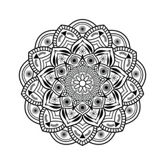 Mandala design with arabic islamic style black and white background