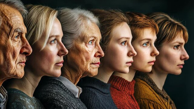 Exploring the passage of time through the faces of an entire family