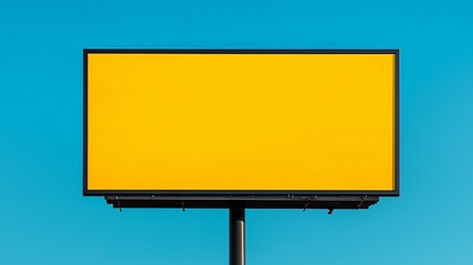 Obraz premium A vibrant yellow billboard against a clear blue sky, perfect for showcasing advertisements or messages in an eye-catching way.